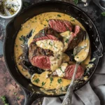Cast Iron Bavette Steak with Whiskey Garlic Cream Sauce