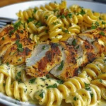 Creamy Garlic Parmesan Chicken & Cheesy Twisted PastaCreamy Garlic Parmesan Chicken & Cheesy Twisted Pasta