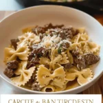 Creamy Parmesan Garlic Beef Bowtie Pasta