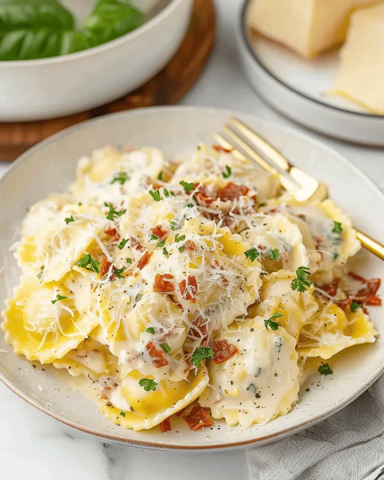 Copycat Olive Garden Ravioli Carbonara