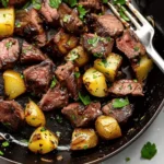 Garlic Butter Steak Bites and Potatoes