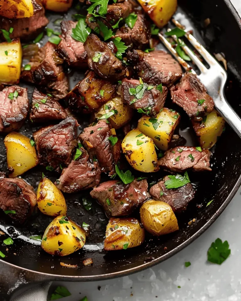 Garlic Butter Steak Bites and Potatoes