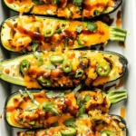 Cheesy BBQ Chicken Stuffed Zucchini Boats