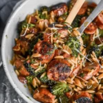 Chicken Sausage, Broccoli, and Orzo Skillet