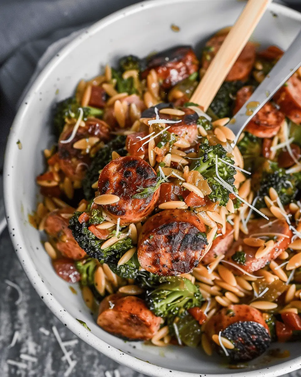 Chicken Sausage, Broccoli, and Orzo Skillet: A Quick Healthy Delight