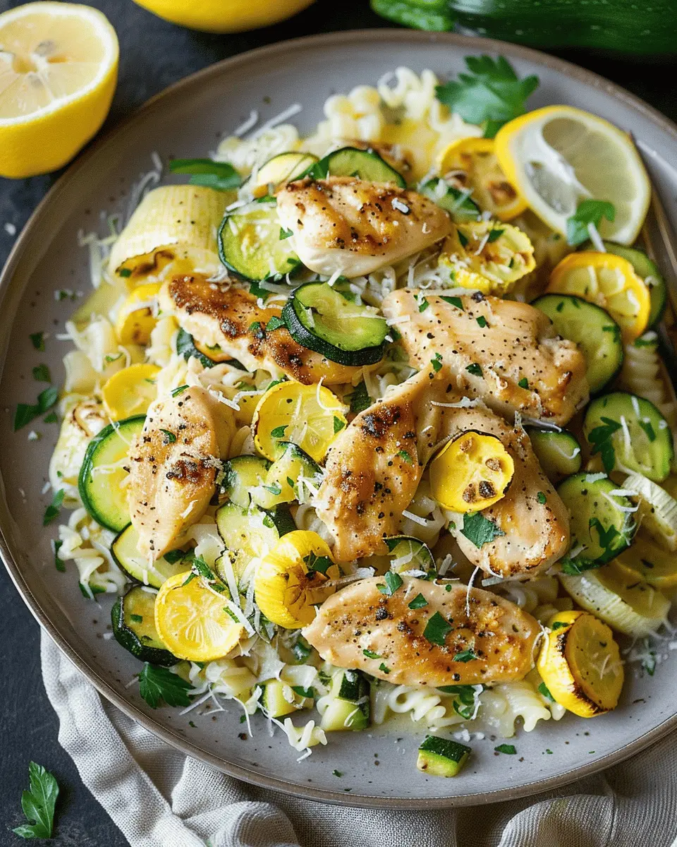 Skillet Lemon Parmesan Chicken Zucchini and Squash Delightfully Easy Recipe