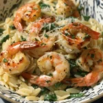 One Pan Creamy Parmesan Orzo with Shrimp