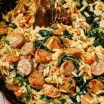 Creamy Chicken Sausage Orzo Skillet