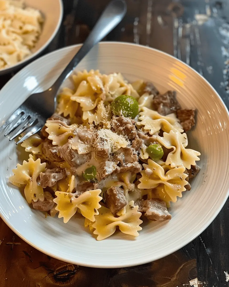 Creamy Parmesan Garlic Beef Bowtie Pasta: The Best Comfort Dish