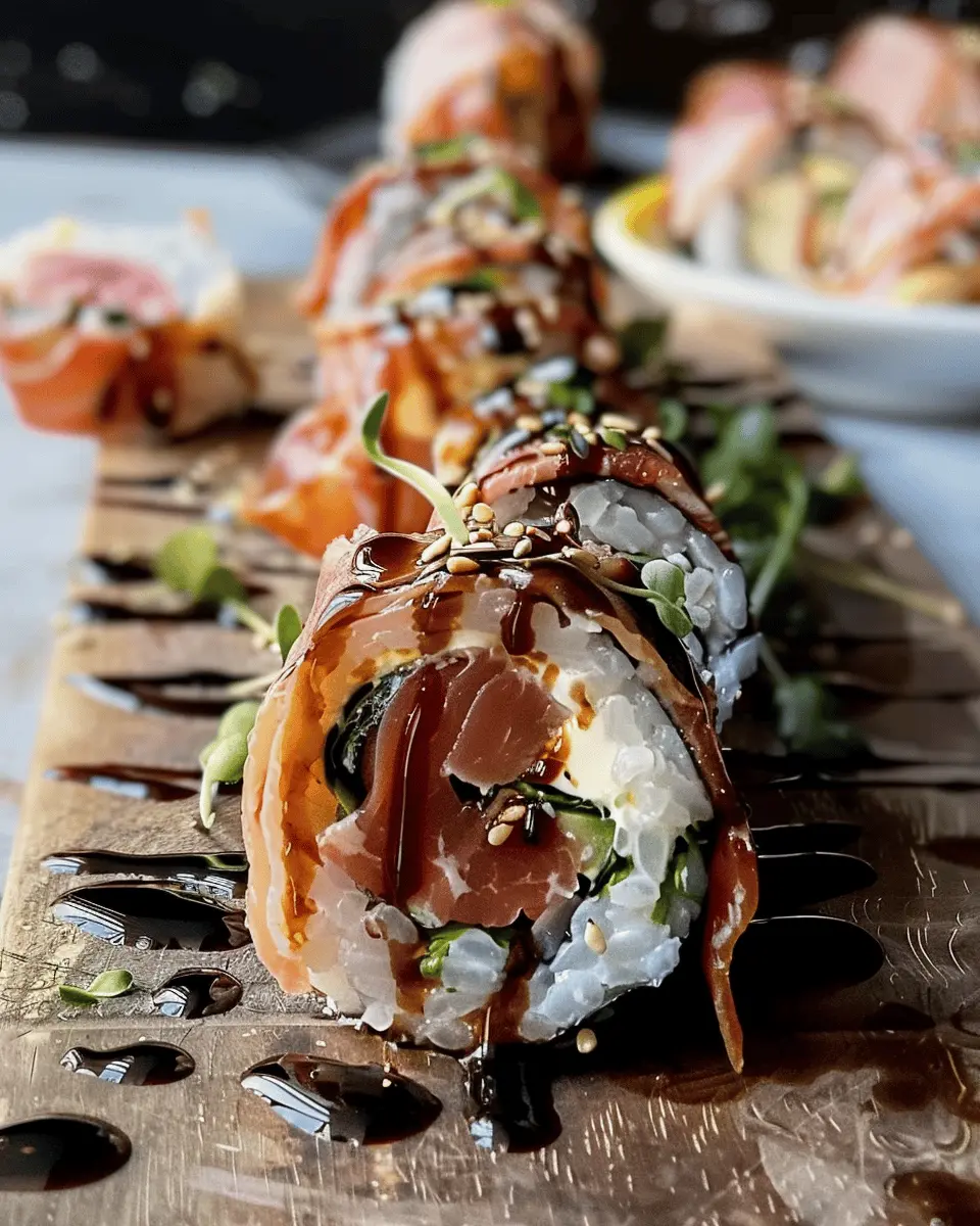 Easy Best Appetizers Recipes: Italian Charcuterie Sushi Rolls with Turkey Bacon and Chicken Ham