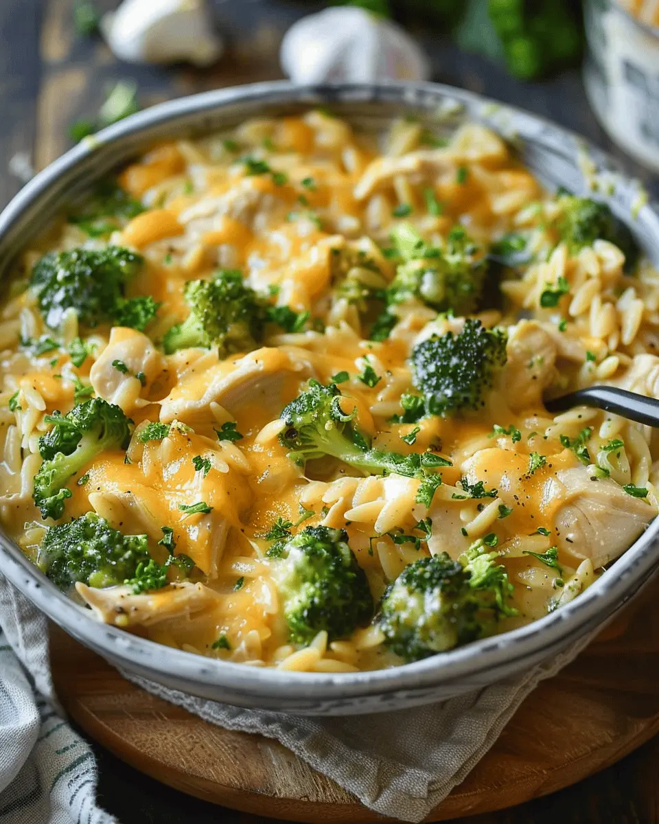 Easy Cheap Dinner Ideas: Cheesy Chicken Broccoli Orzo Delight