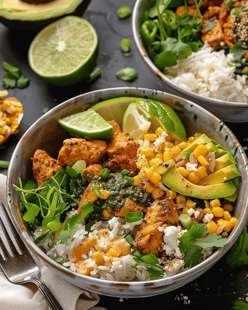 Easy Cheap Dinner Ideas: Flavorful Street Corn Chicken Rice Bowls