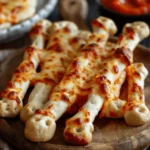 Easy Halloween food ideas : Cheesy Halloween Breadstick Bones