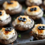 Easy Halloween food ideas : Ghostly Stuffed Mushrooms