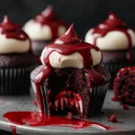 Easy Halloween food ideas : Halloween Vampire Bite Cupcakes