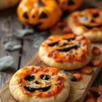 Easy Halloween food ideas : Pumpkin-Shaped Mini Pizzas