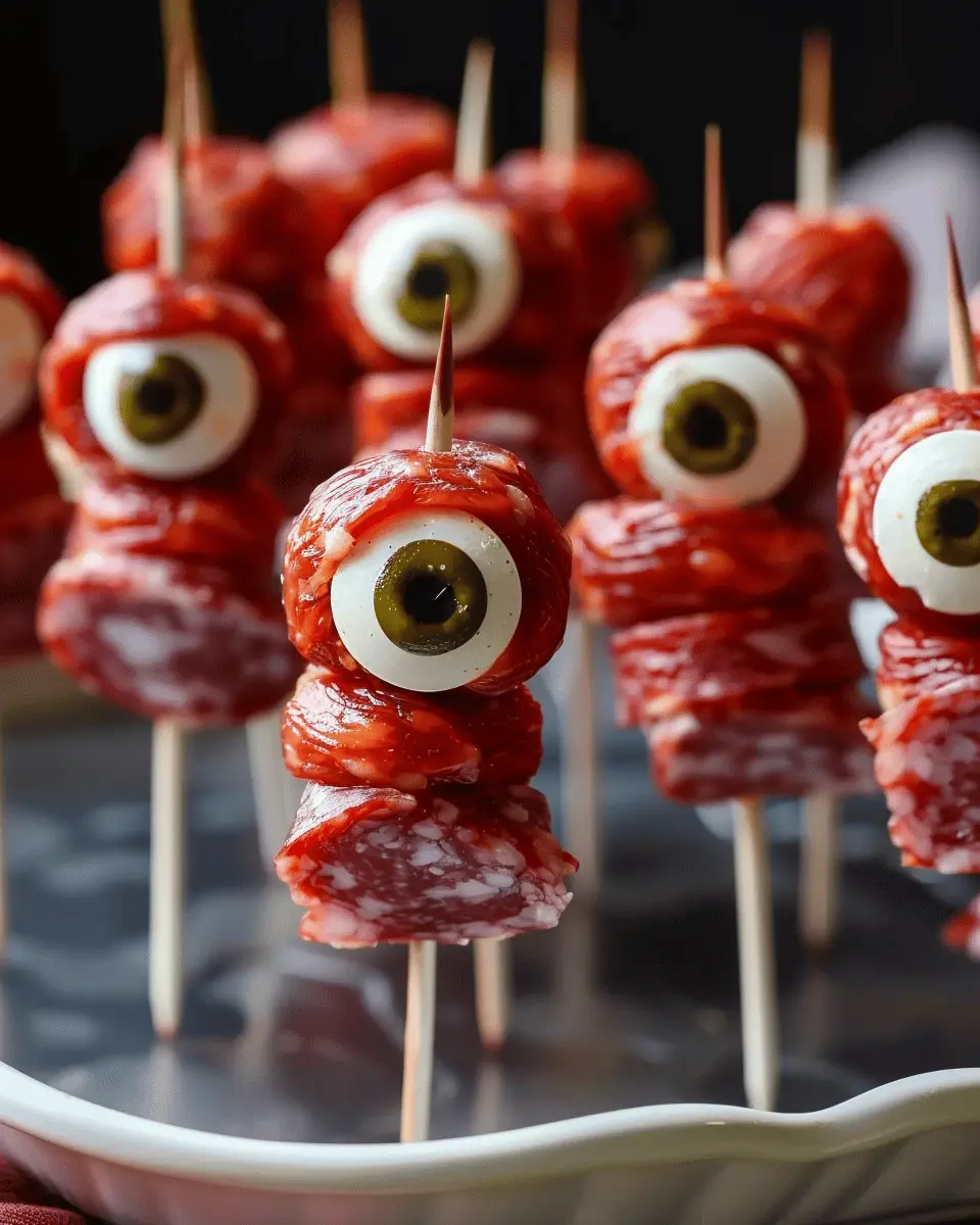 Easy Halloween Food Ideas: Fun Skewered Salami Eyeballs Recipe