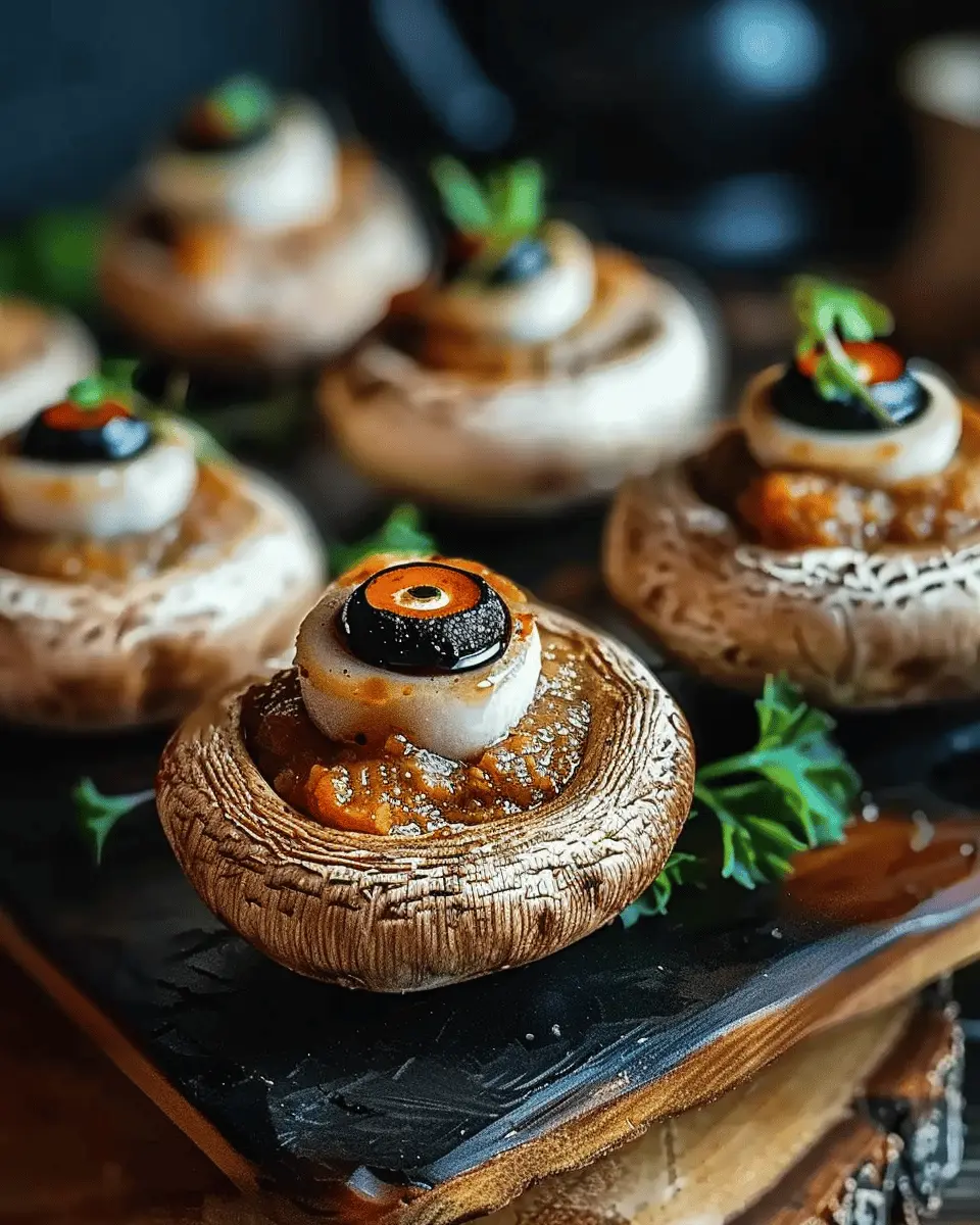 Easy Halloween Food Ideas: Spooky Stuffed Mushroom Eyeballs