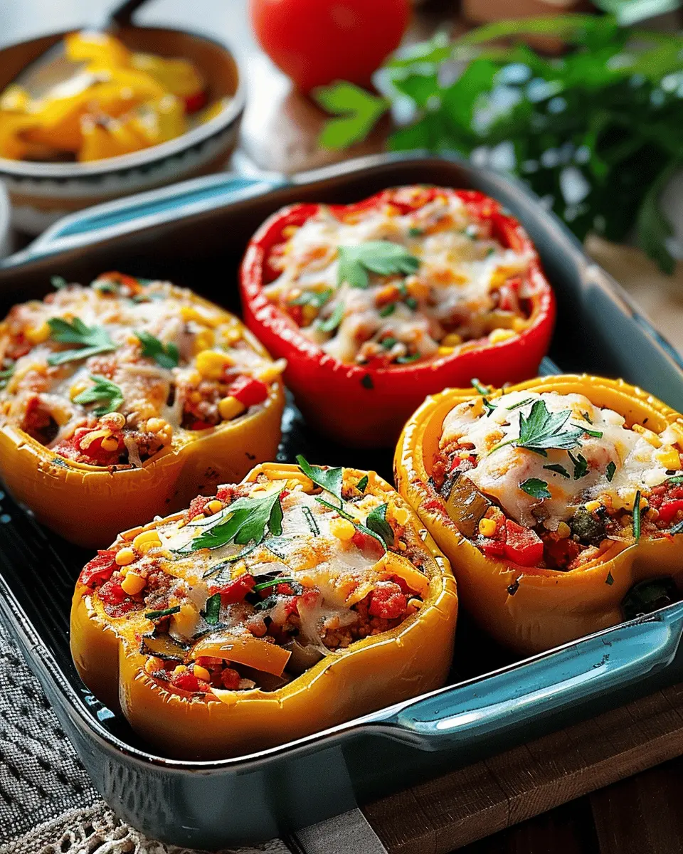 Easy Healthy Dinner Recipes: Delightful Turkey Bacon Stuffed Bell Peppers