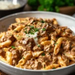 Easy Recipes Dinner : High Protein Creamy Beef Pasta Recipe for Quick Weeknight Dinners