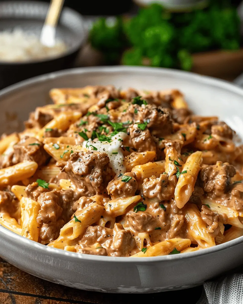Easy Recipes Dinner: Indulgent High Protein Creamy Beef Pasta