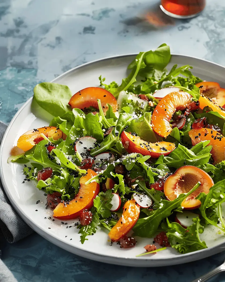 Easy Side Dishes: Mixed Green Salad With Pickled Nectarines Delight
