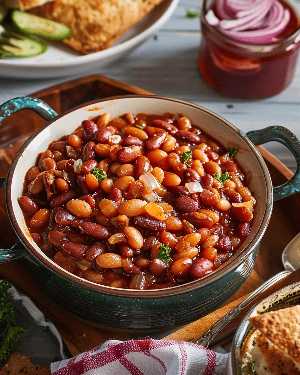 Easy side dishes Texas-Style Baked Beans with Turkey Bacon Delight