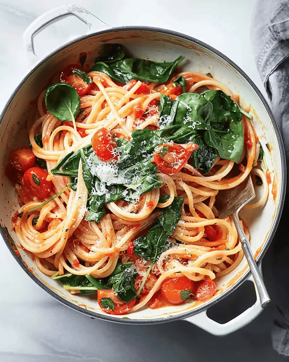 One-Pot Pasta with Spinach Tomatoes: Easy Comfort Food Recipe