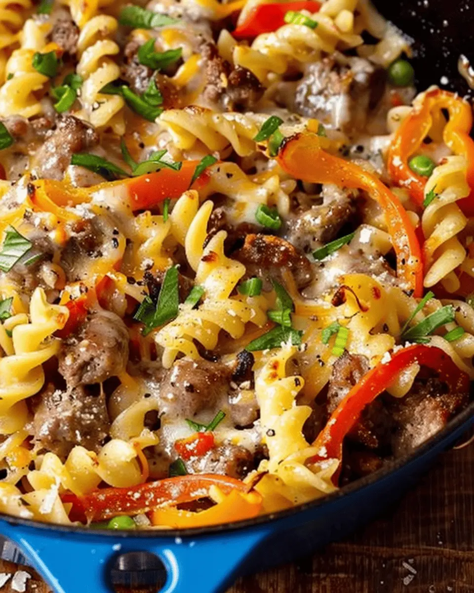 Philly Cheesesteak Pasta Skillet: Easy Comfort Food Delight