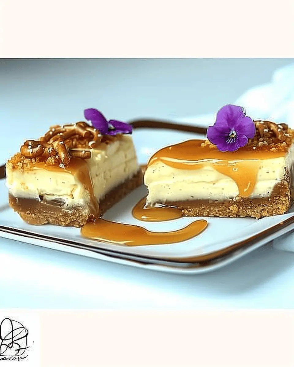 Pretzel-crusted cheesecake bars: Indulgent dessert with salted caramel sauce