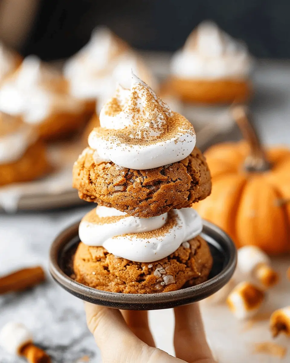 Pumpkin Snickerdoodle Cookie Recipe with Whipped Marshmallow Frosting