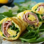Quick and Easy Healthy Lunch Box Recipes : Egg Wraps with Ham and Greens
