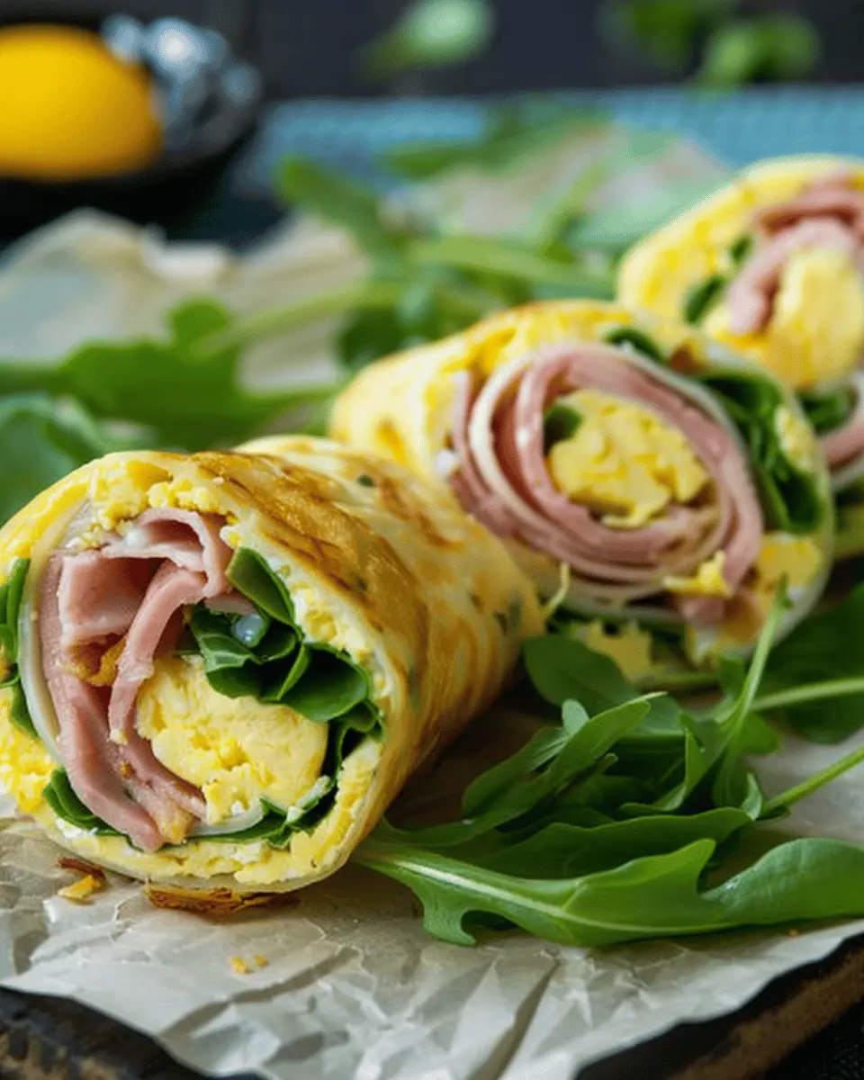 Quick and Easy Healthy Lunch Box Recipes: Egg Wraps with Chicken Ham and Greens