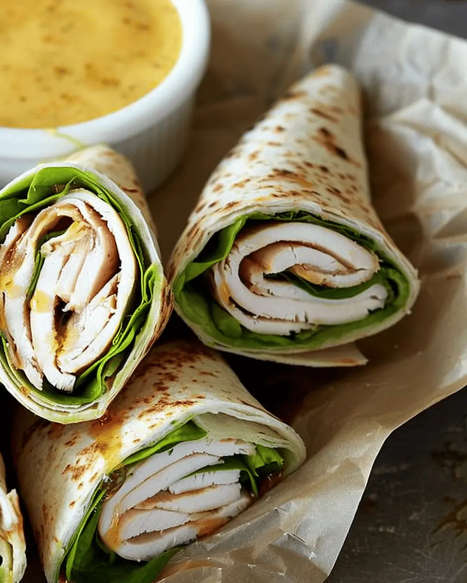 Quick and Easy Healthy Lunch Box Recipes: Tasty Turkey Wraps with Honey Mustard Dip