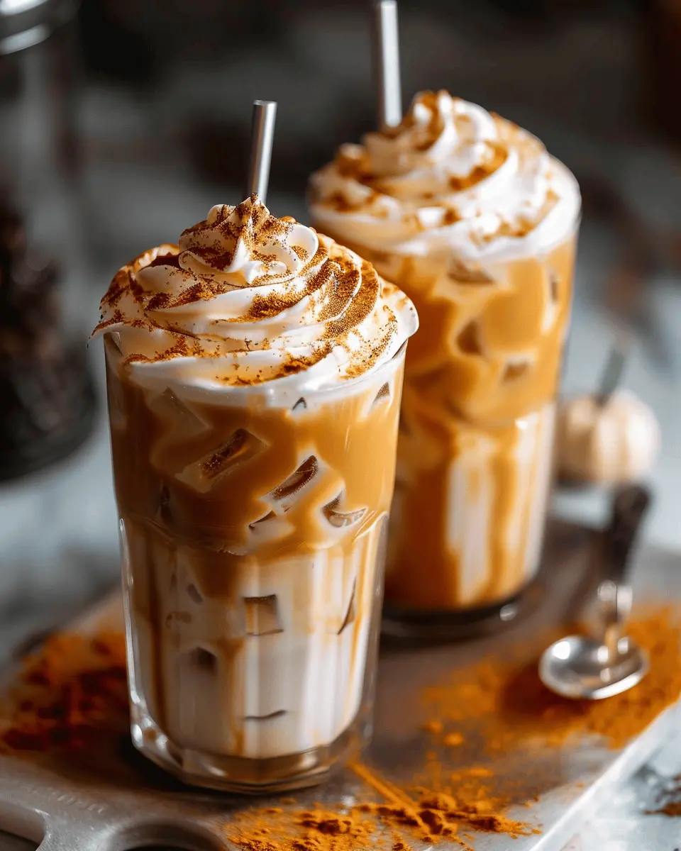 pumpkin drinks: Indulgent Starbucks Copycat Iced Pumpkin Spice Latte