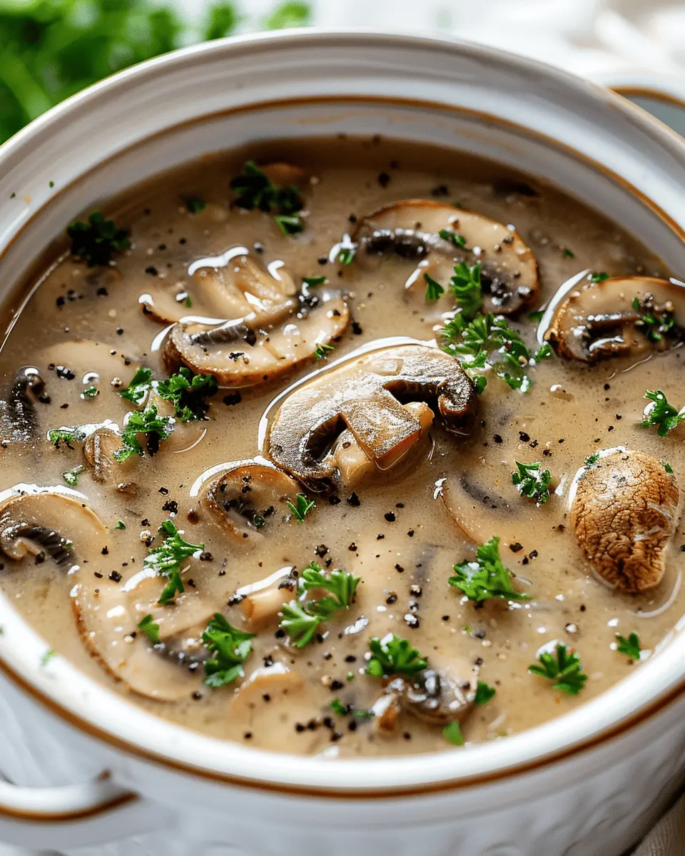 Easy Soup Recipes: Indulgent Crockpot Mushroom Soup with Turkey Bacon