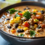 easy soup recipes : High Protein Creamy Taco Soup
