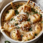 easy soup recipes : French Onion Gnocchi Soup