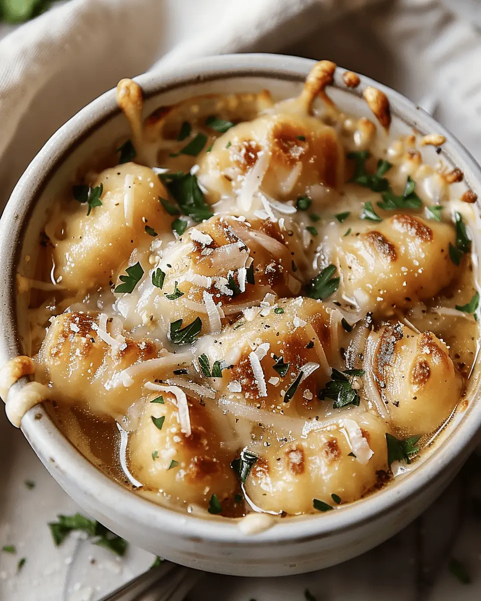 Easy Soup Recipes: Comforting French Onion Gnocchi Soup with Turkey Bacon