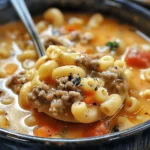 easy soup recipes : One-Pot Macaroni Cheeseburger Soup No Velveeta
