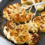 Easy SIDE DISHES : Cauliflower Steaks with Cheese Topping