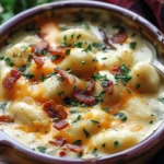 easy soup recipes : Bacon Cheddar Gnocchi Soup – A Rich and Creamy Comfort Meal