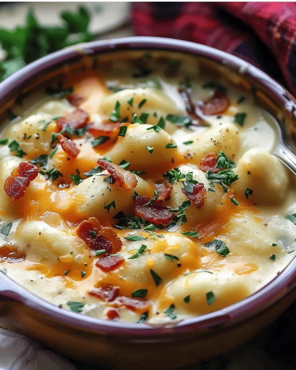 easy soup recipes: Indulgent Turkey Bacon Cheddar Gnocchi Delight