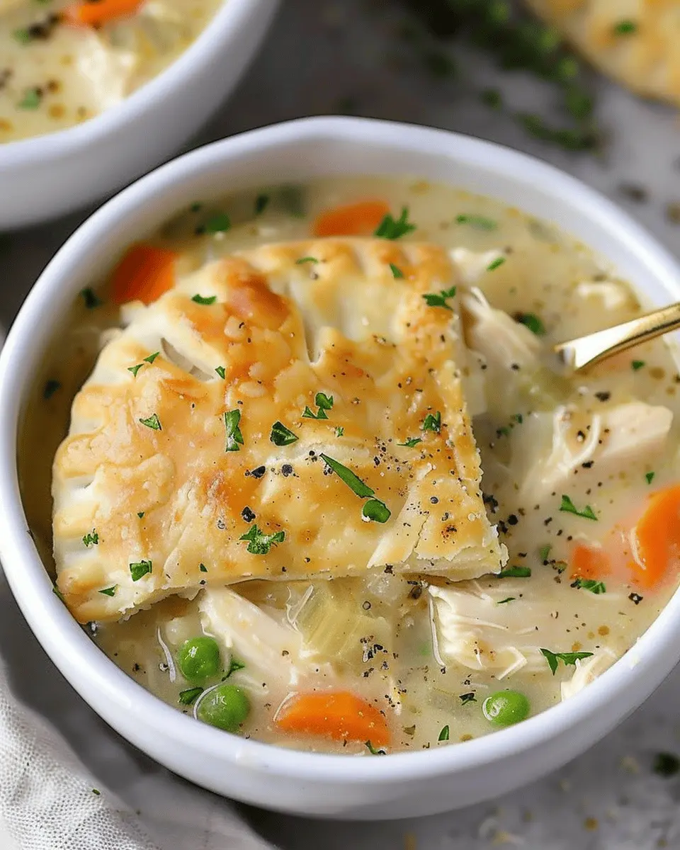 Easy Soup Recipes: Cozy Chicken Pot Pie Soup with Turkey Bacon
