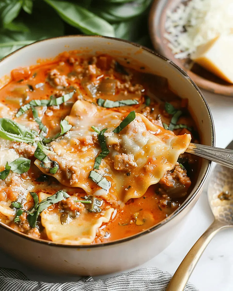 Easy Soup Recipes: Indulgent Creamy Lasagna Soup with Turkey Bacon