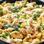 Easy Summer Meals Ideas : Irresistible Cheesy Ranch Chicken and Broccoli Pasta Skillet