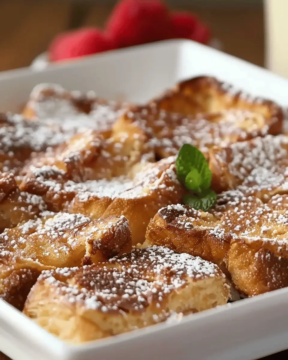 Breakfast ideas: Indulgent Traditional French Toast Casserole with Turkey Bacon and Chicken Ham