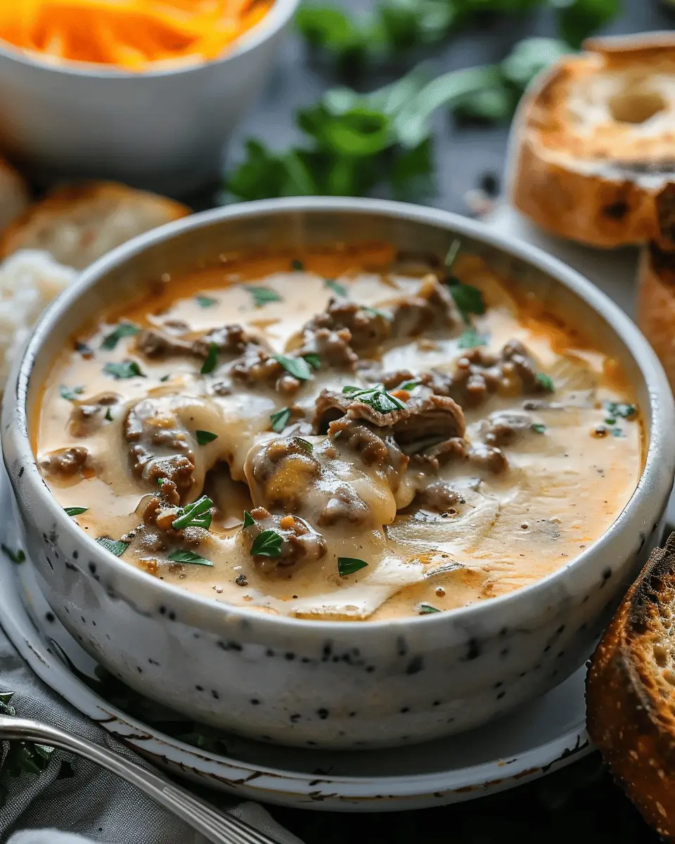 Easy Soup Recipes: Indulgent Philly Cheese Steak Soup Delight
