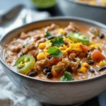 easy soup recipes : High Protein Creamy Taco Soup