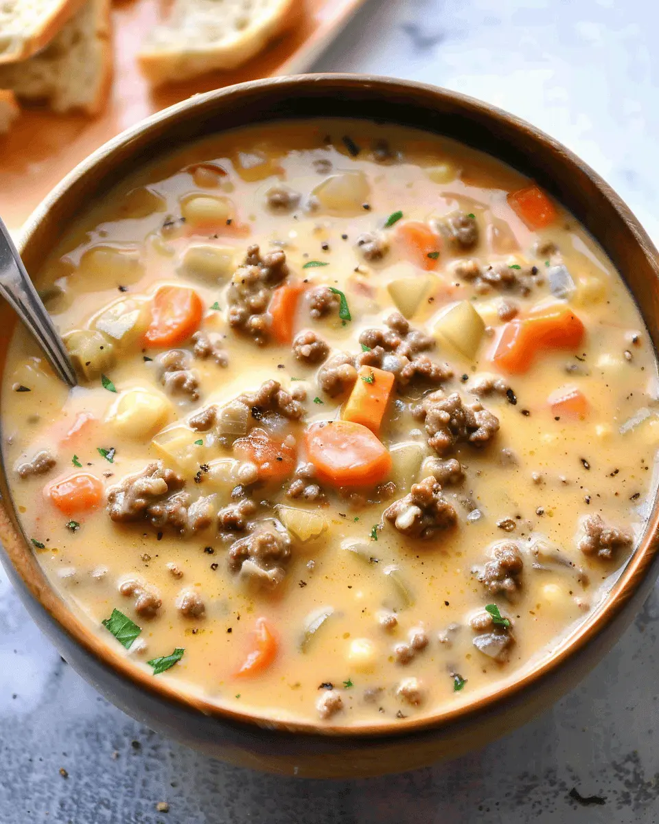 Easy Soup Recipes: Indulgent Cheeseburger Soup with Turkey Bacon